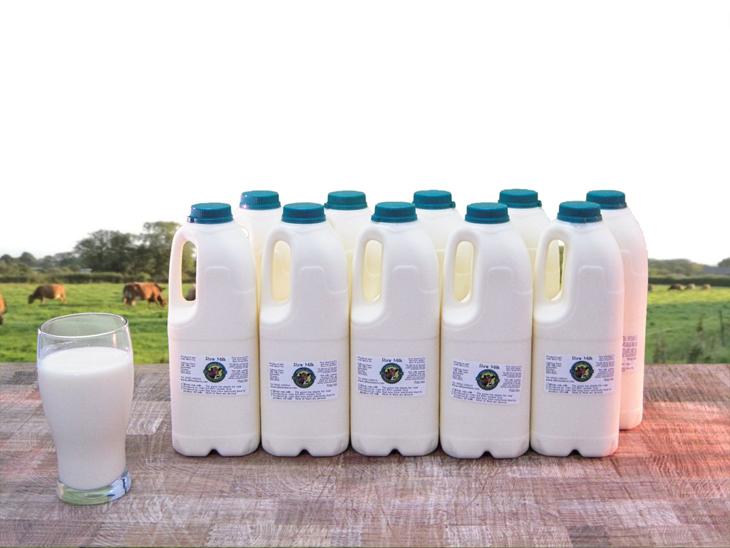 10 bottles of raw milk (20 pints / 11.37 litres)