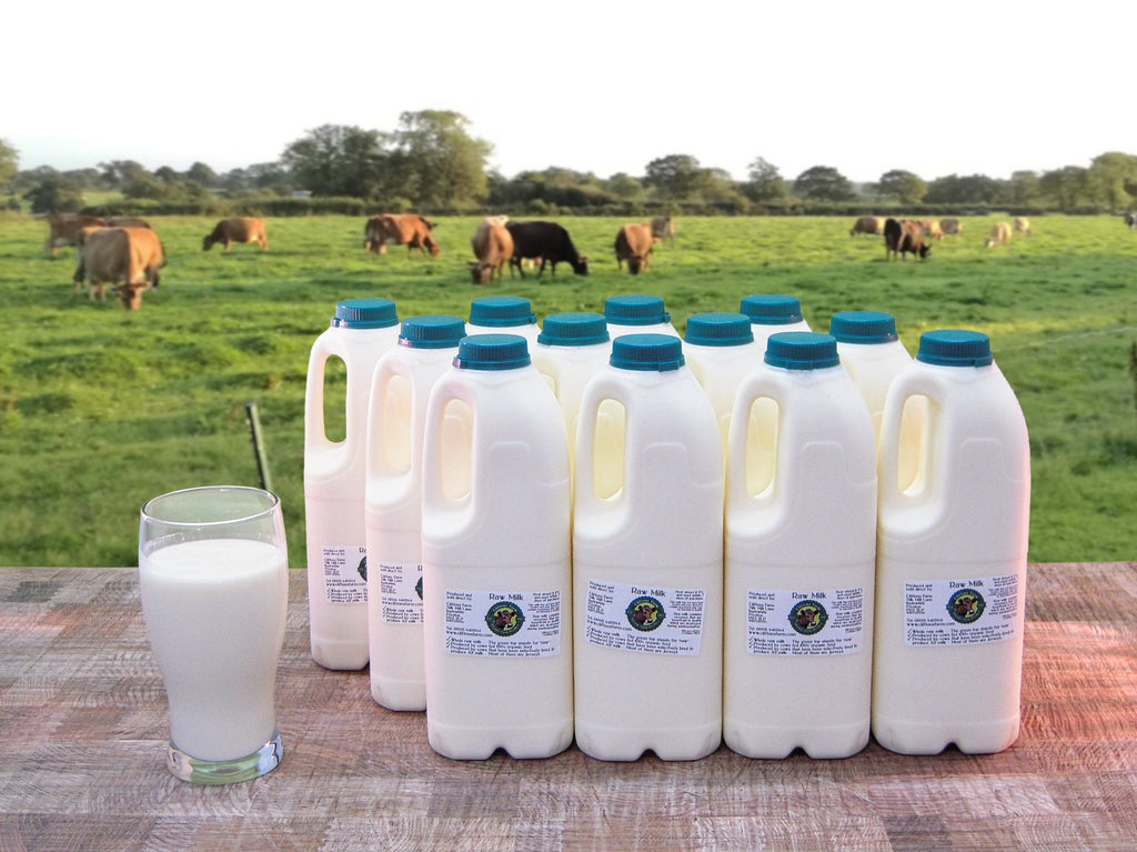 12 bottles of raw milk (24 pints / 13.64 litres)