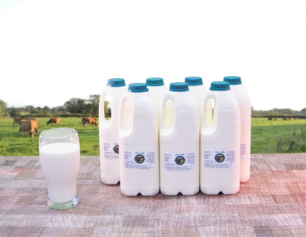 7 bottles of raw milk (14 pints / 7.96 litres)